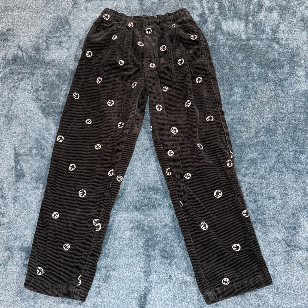 Urban Outfitters Unisex Smiley Face Corduroy Pants Small Black Embroidered Skate
